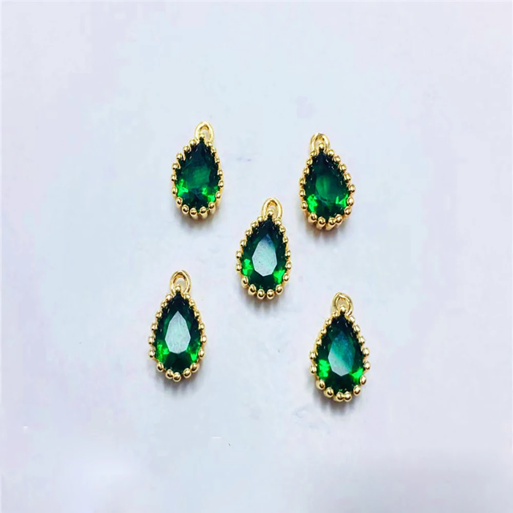 50pcs/lot Jewelry Accessory  Copper Edged Water Drop Zircon Shaped Pendant For Charms Earrings  Bracelet