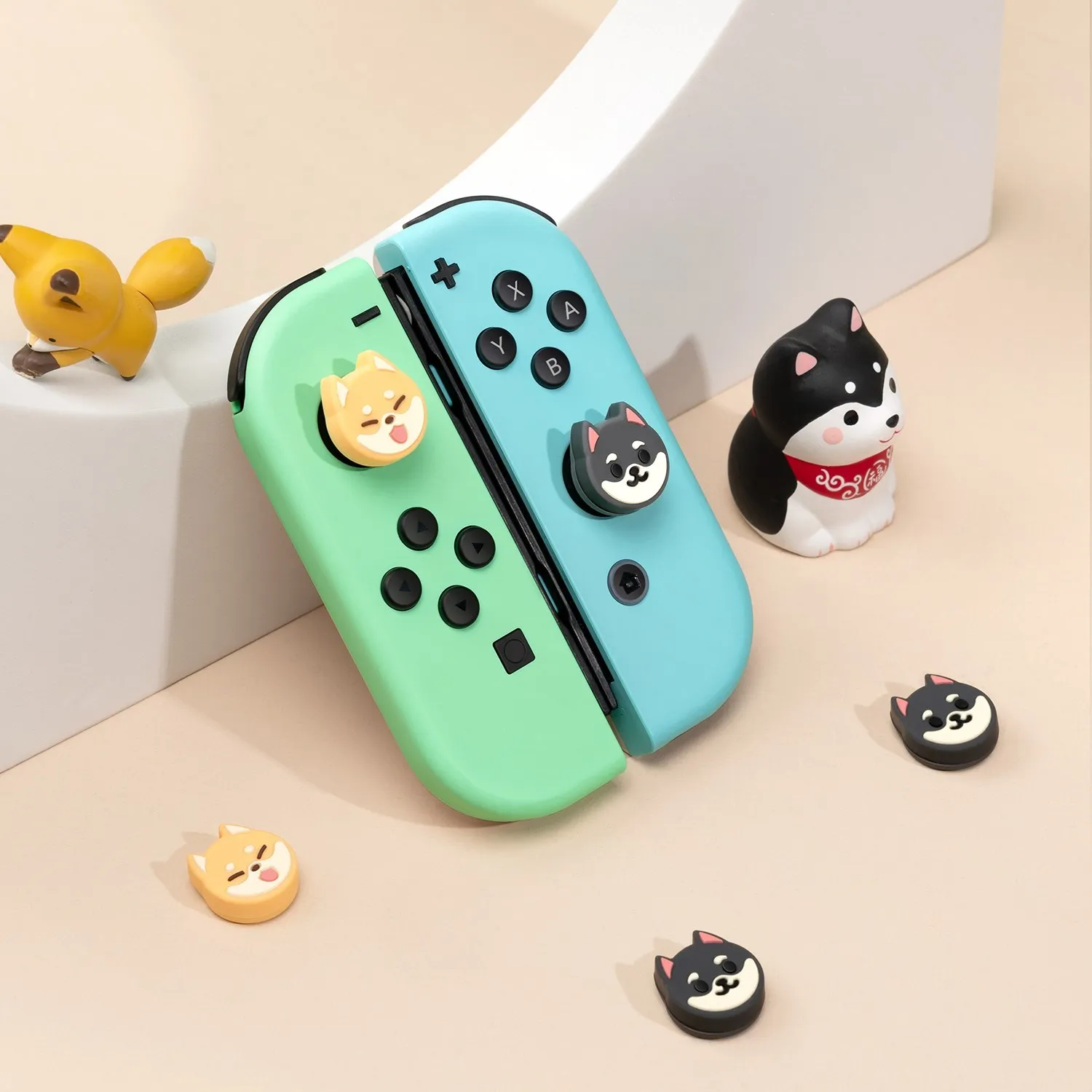 GeekShare Thumb Grips Caps Shiba Inu Silicone NS OLED Handle Rocker Protective Cover for Nintendo Switch Lite Joystick Caps