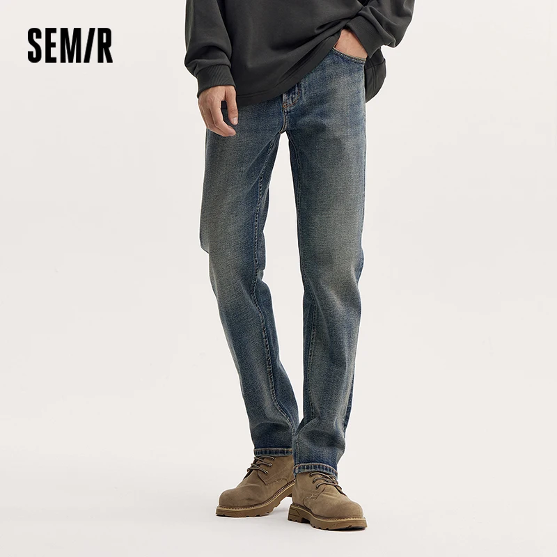 

Semir Jeans Men 2025 Autumn Straight Leg Red Trim Stretch Denim Premium Quality Pants