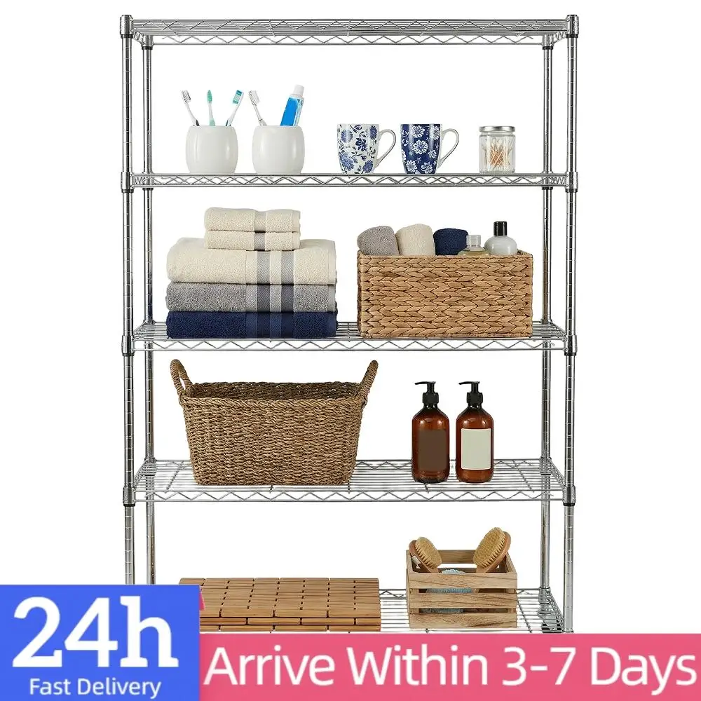 

5-Tier Stainless Steel Heavy Duty Commercial Shelving Unit with Wheels Heavy Duty Metal Shelving Unit for Kitchen Pantry Garage
