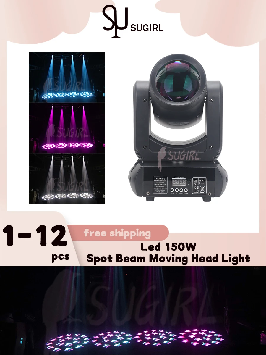 No Duty 1-12Pcs Mini 150W LED Beam Spot Light 6+12 Rotating Prism Moving Head Light For DJ Bar Disco Party Club Stage Effect