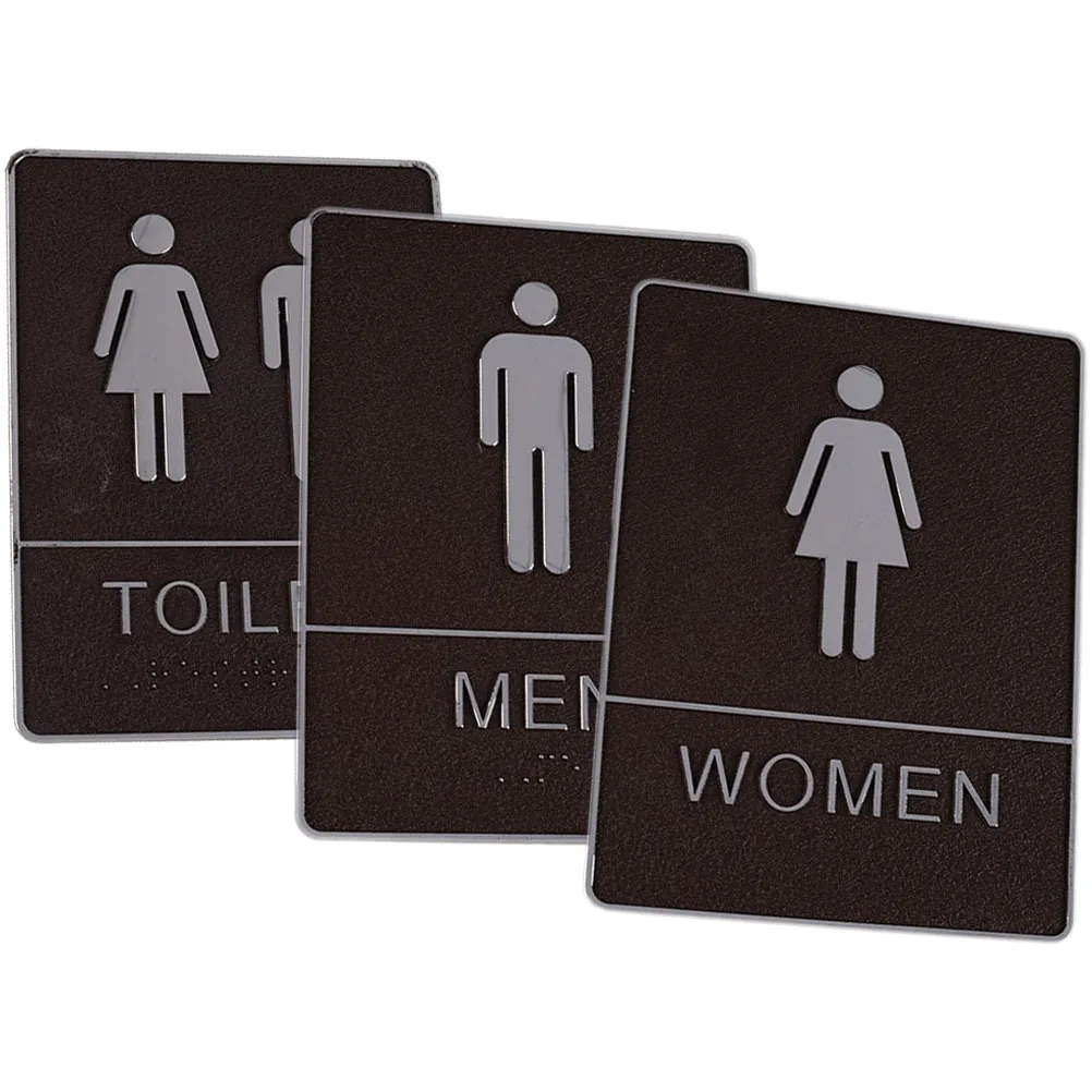 

3Pcs Washroom Sign Plate for Men and Women Reusable Bathroom Signs for Shopping Mall Hotel Restaurant Store Decorative Toilet