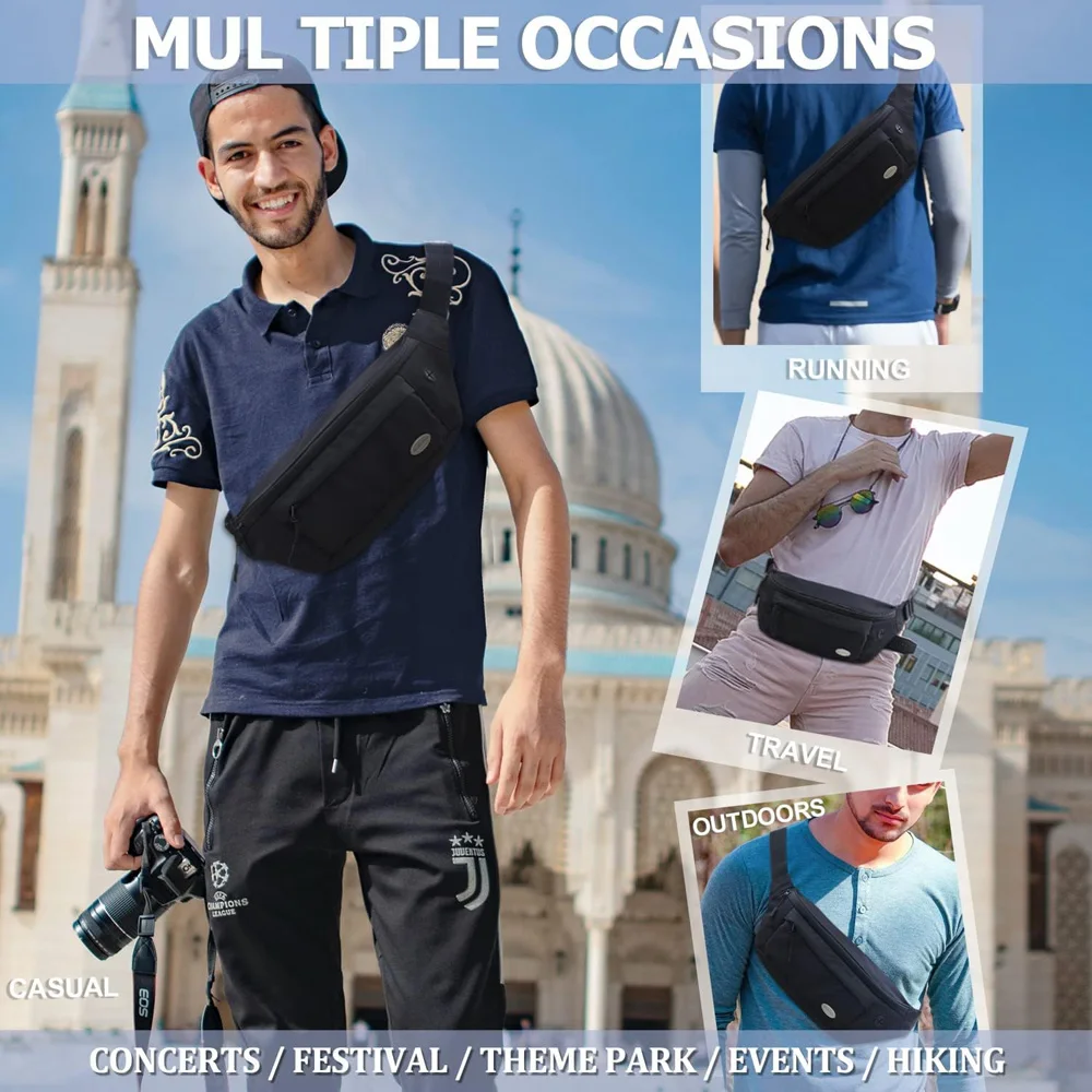 

Спортивная поясная сумка-бананка для фитнеса, путешествий, бега, большая сумка через плечо, повседневная, для телефона и кошелька, без рук, на пояс