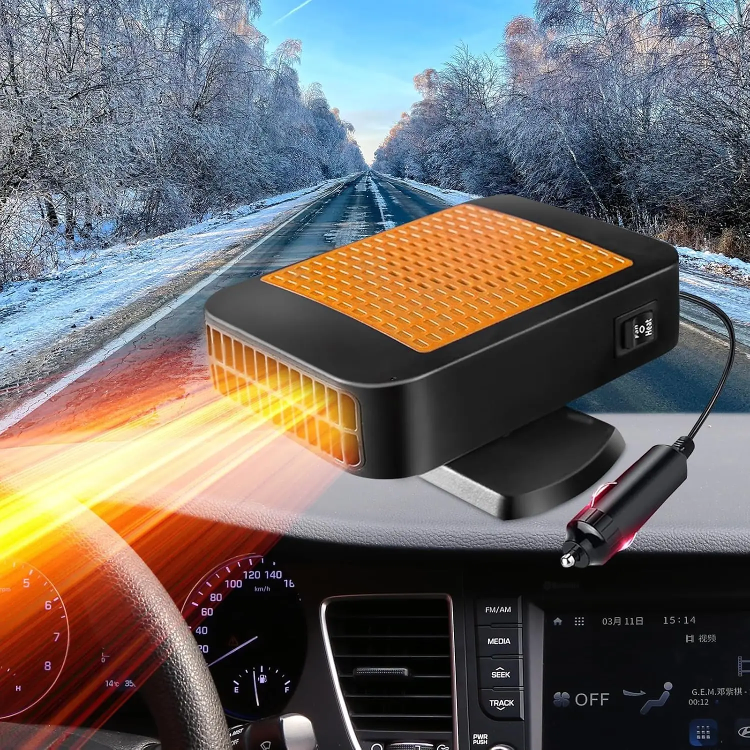 

12V 200W Car Heater 2In 1 Heating Fan Defroster Demister Amplifier Cooling Fans Replacement Heater For Car SUV Truck Rv Trailer