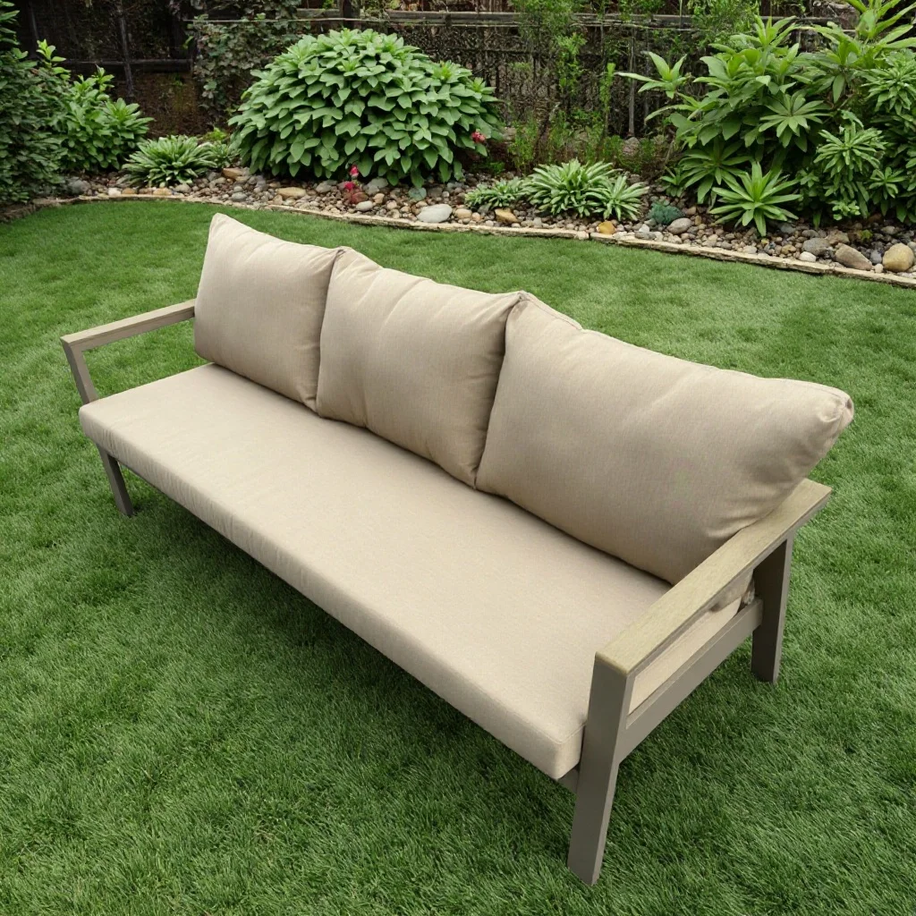 

Modern Aluminum Outdoor Furniture Set Garden Area External Armrest Sofa Dining Table Terrace Balcony Backyard Seating Group