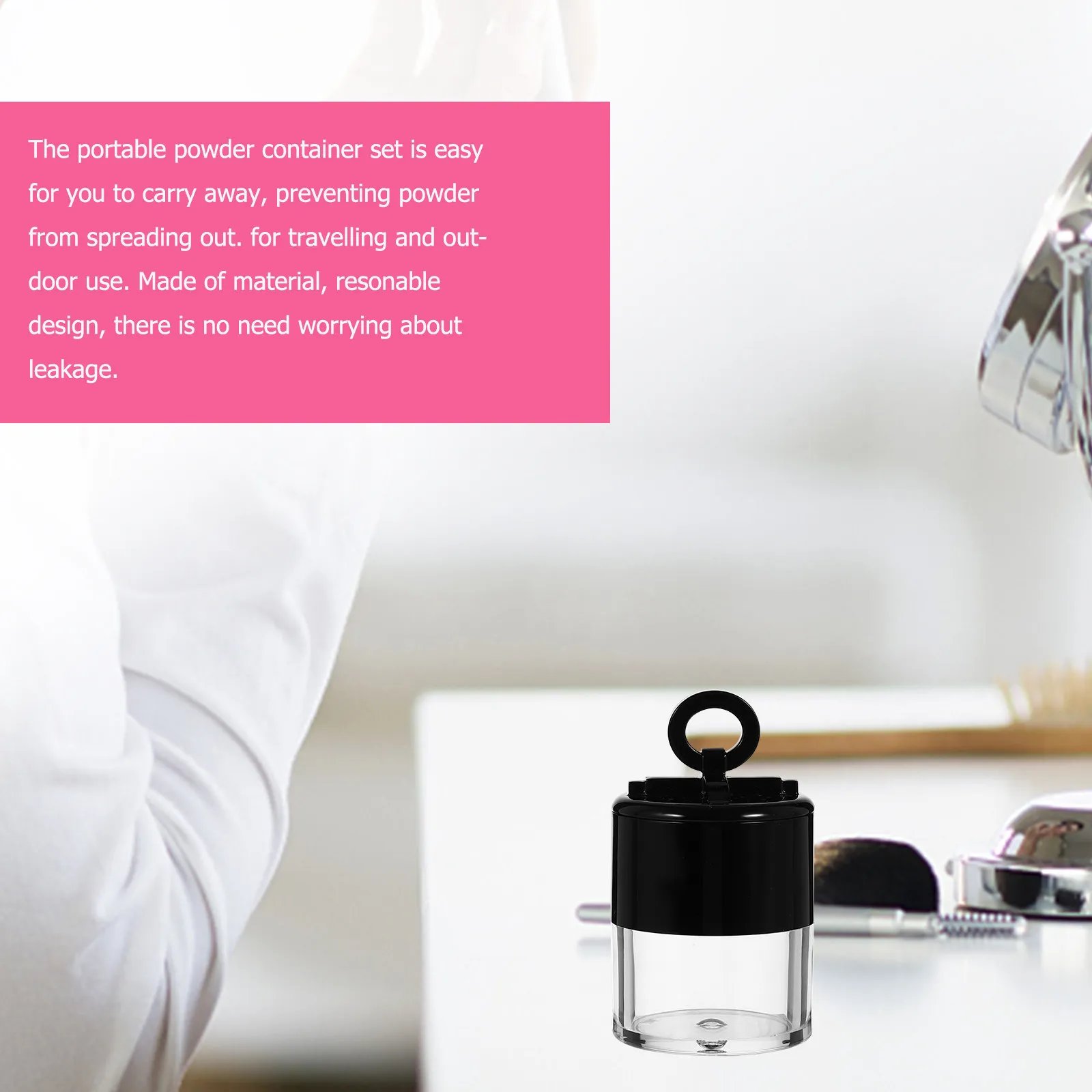 Mini Loose Powder Containers 2 Pack Portable Refillable Travel Cosmetic Cases Leakproof Design