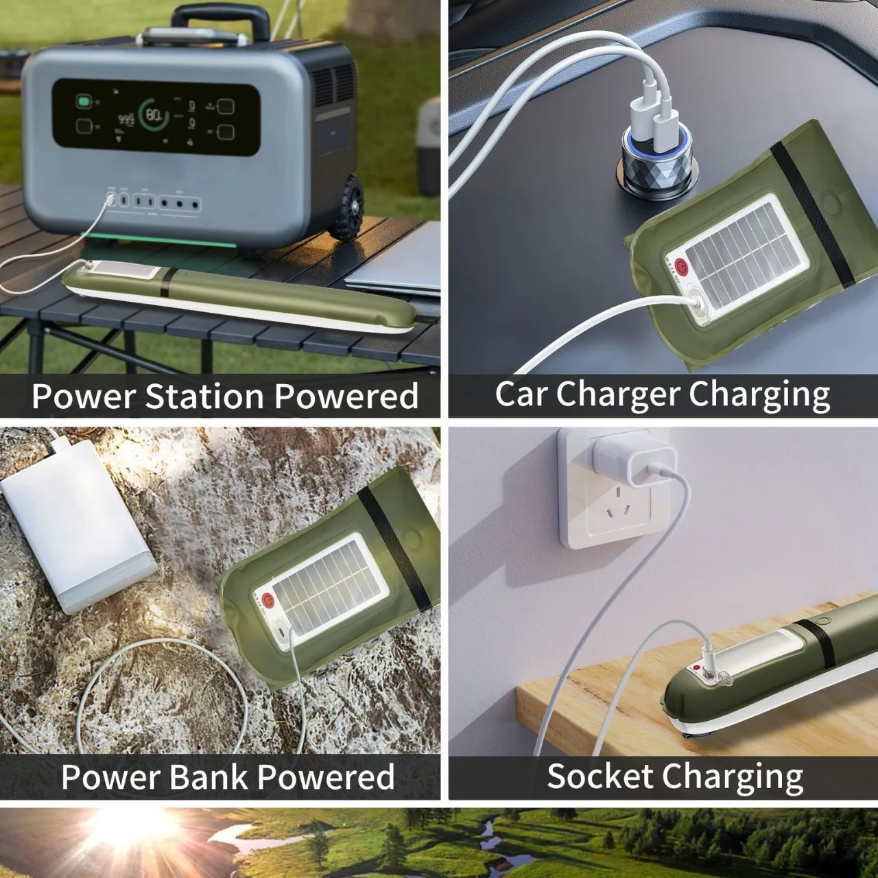 في الهواء الطلق جديد التخييم الشمسية نفخ ضوء للطي مقاوم للماء المغناطيسي التخييم ضوء عمود الهواء الخفيفة #4