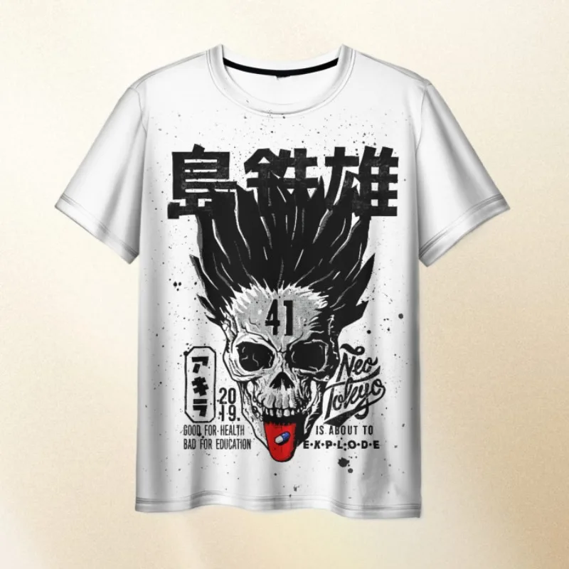 

Latest Street Cool and Handsome Anime Style 3D Printed Round Neck T-shirt for Adults in Summer, Comfortable and Loose for Men