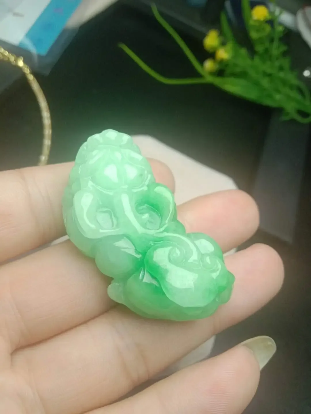 

Подвеска Pixiu из клейкого семян из жадеита Мьянмы, полная зеленой фасоли, властная, привлекающая богатство и сокровища.