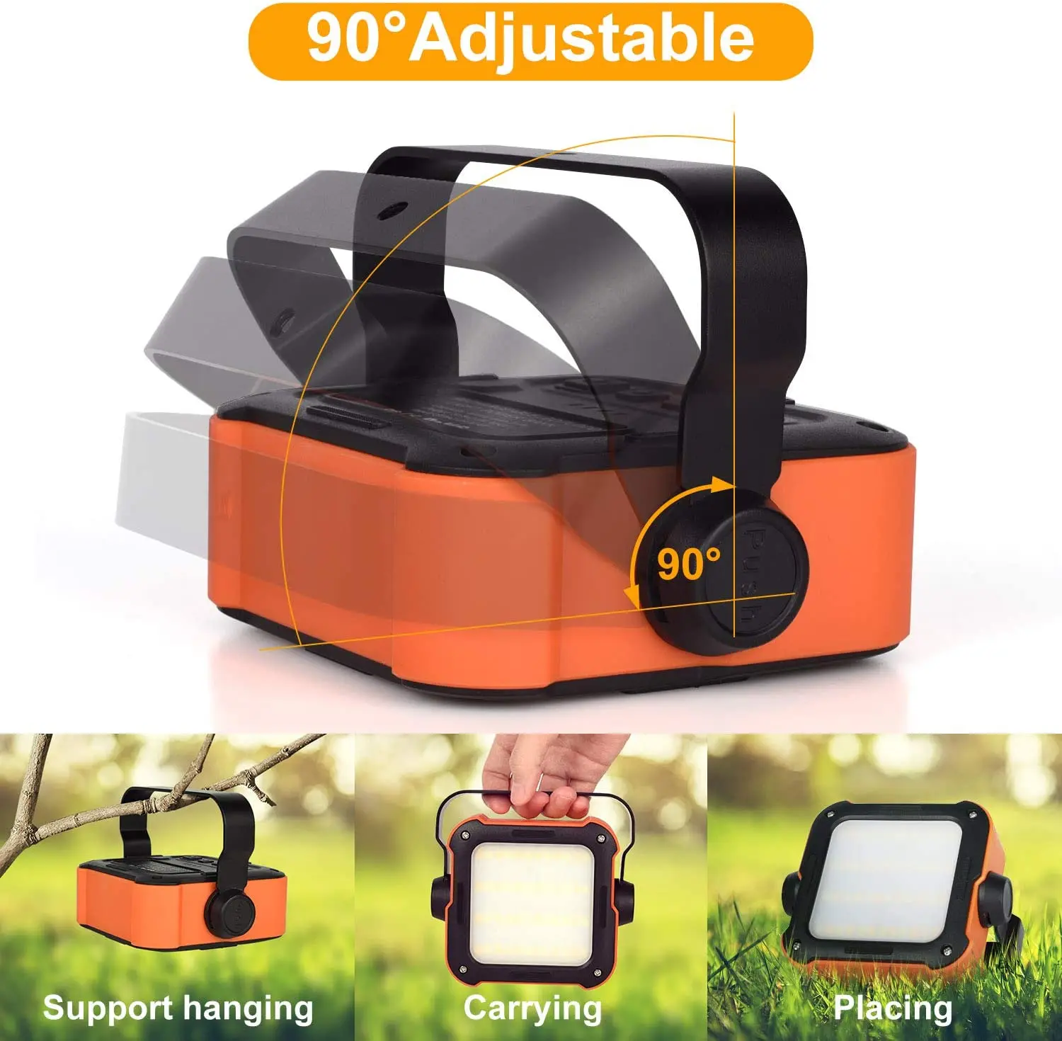 Portable LED Light Power Bank for Camping, Work, Car Repairing Outages 10000mAh Adjustable Rechargeable Waterproof Flood Lantern