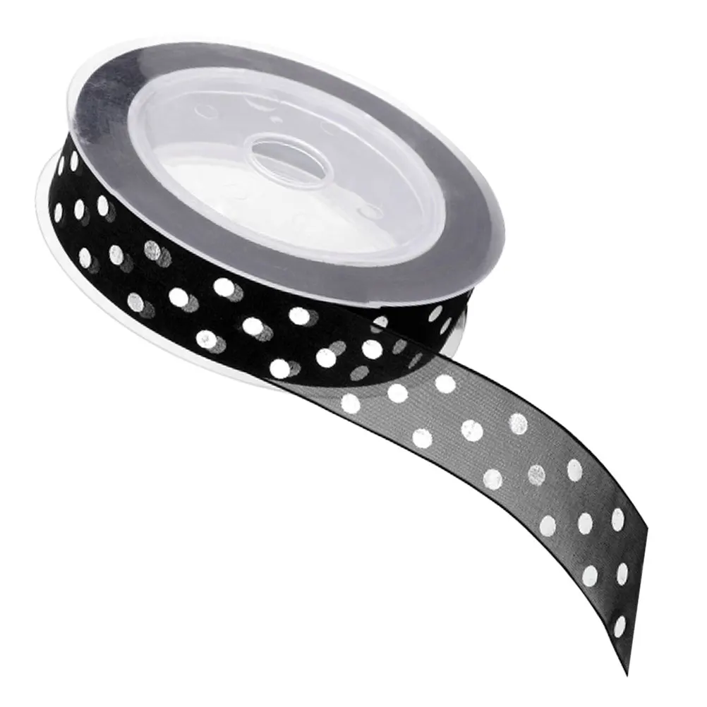 

1 Roll 20M Polka Dot Ribbon Hot Stamping Round Dotted Design Smooth Polyester Craft Gift Wrapping Diy Party Decoration Reusable