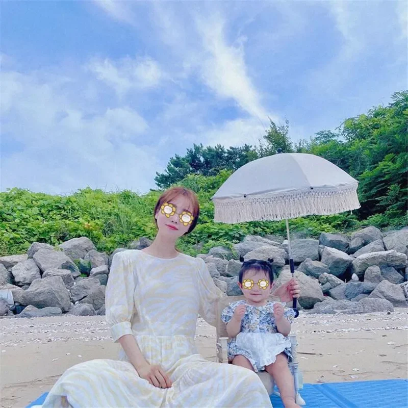 Renda boêmio crianças ao ar livre carrinho de sol sombra guarda-chuvas bebê praia protetor solar proteção uv guarda-chuva crianças fotografia adereços