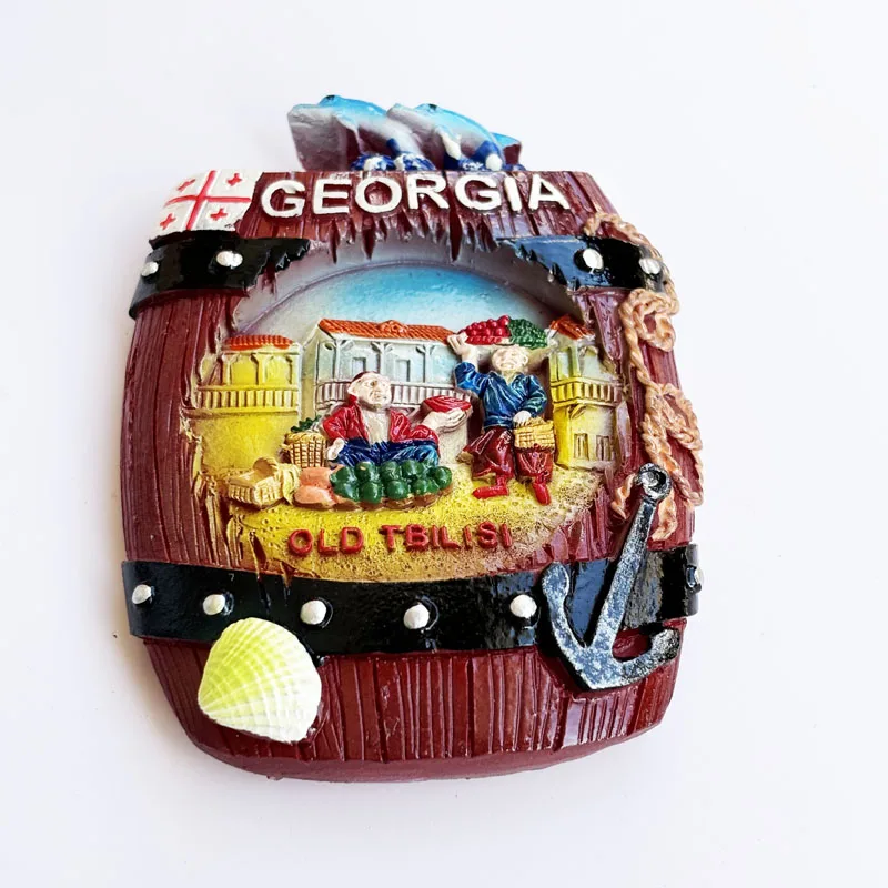 

Georgia, USA Wooden barrel modeling Creative travel souvenirs gift Home decoration refrigerator sticker arts and crafts