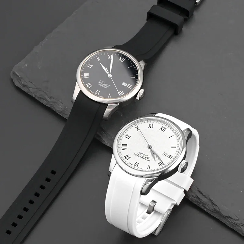 18mm 19mm 20mm 21mm 22mm Universal High Tensile Silicone Strap for Tissot 1853 Curved End Butterfly Buckle Watch Band Bracelet