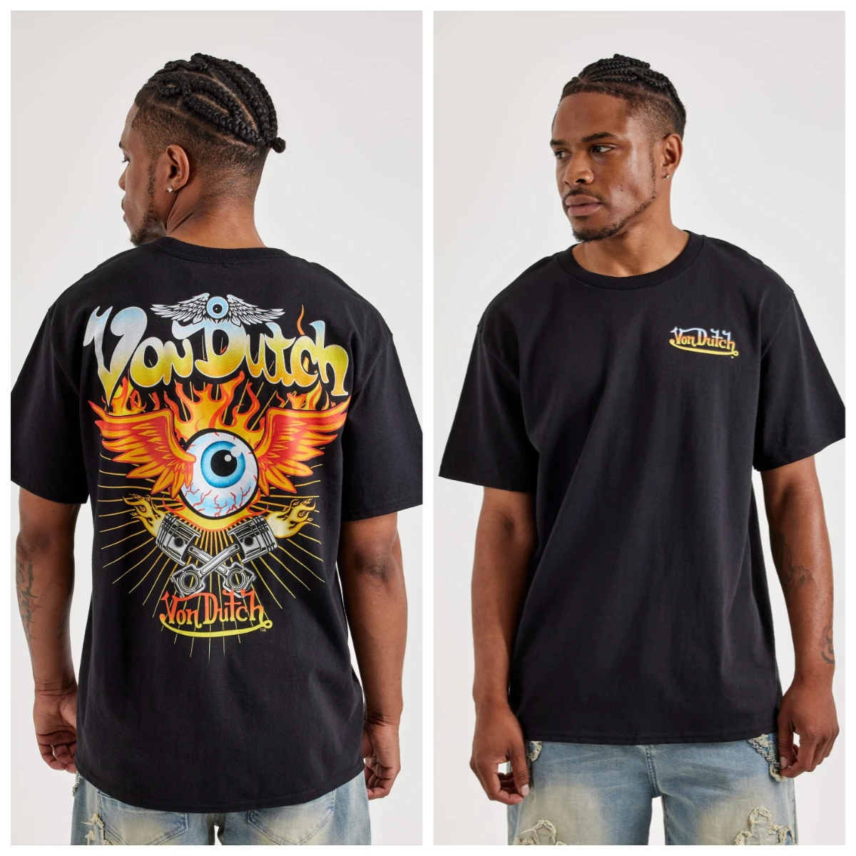 Vintage T-Shirt Winged Eyeball Flame Graphic 2026 Unisex Tee Small Chest Logo & Large Back Engine Print, Oversized Casual