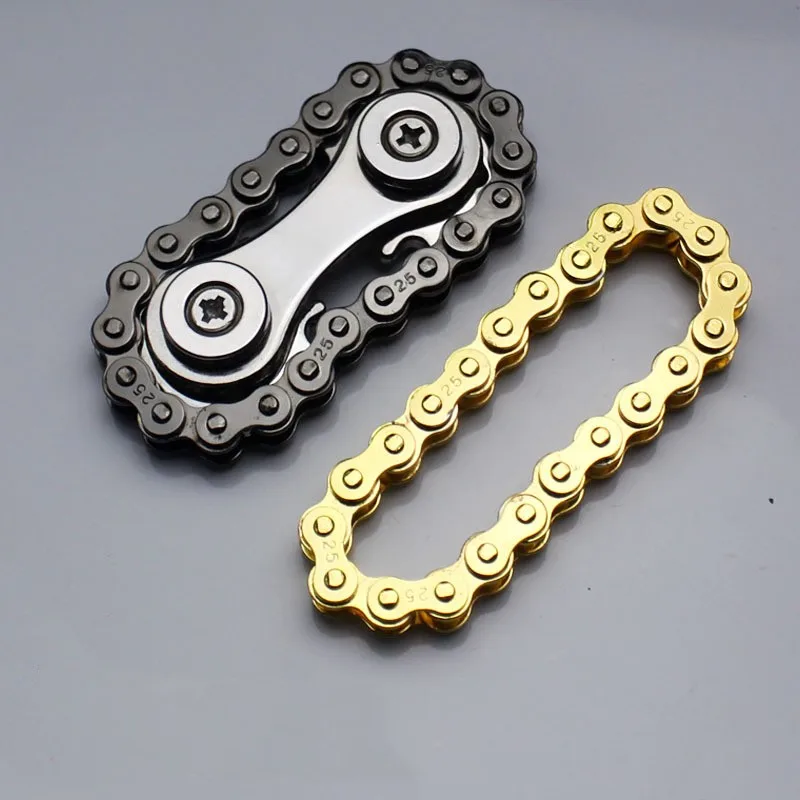 Metal Chain Spinner Fidgets Metal Flywheel Fingertip Gyro Toys Anti Stress DIY Replace Bicycle Chain Spiner Fidget Toys Kids