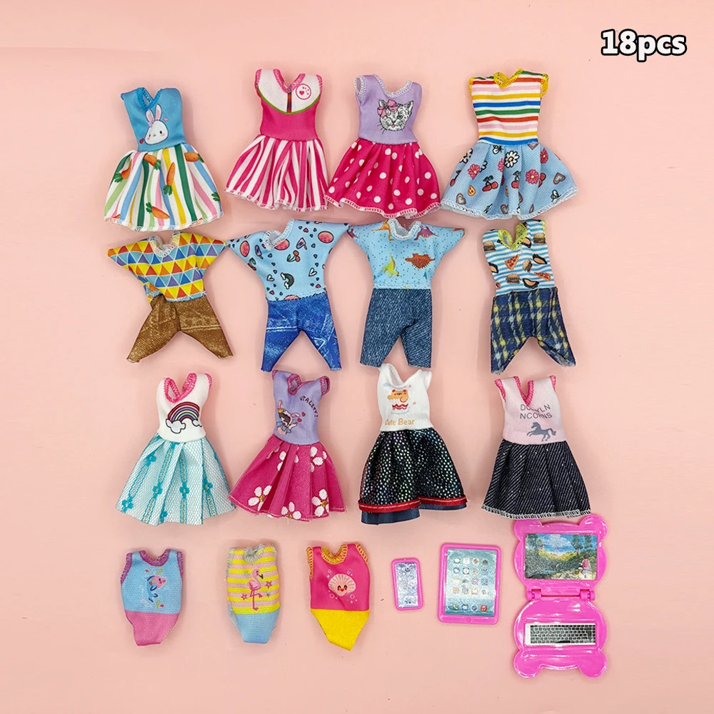 18Pcs Doll Clothes and Accessories for 5.3''/13cm Dolls 8 Fashion