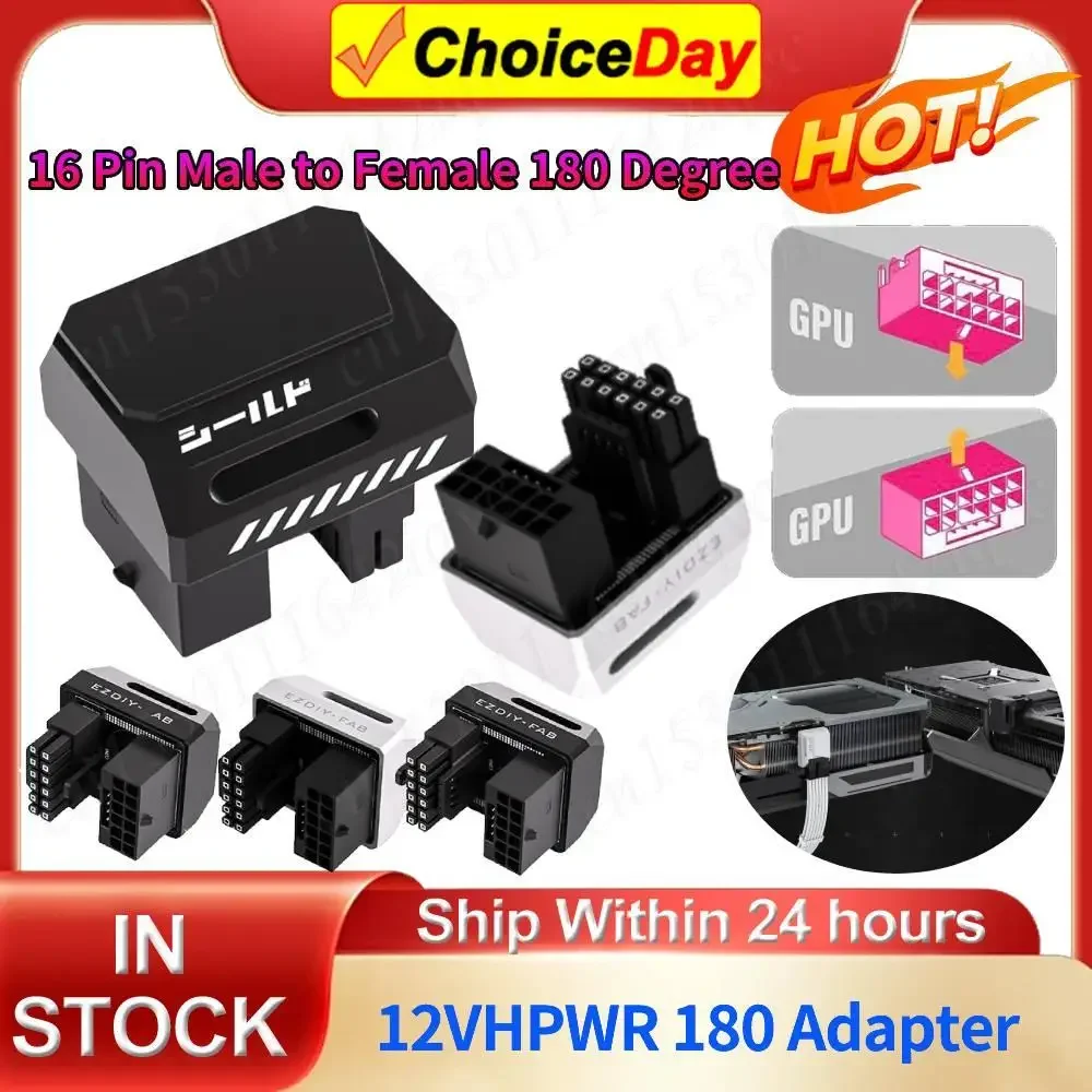

12VHPWR 180 Degree Angled Adapter 16 Pin GPU Power Connector Pcie 5.0 Power Adapter for 12+4pin RTX 3090Ti 4070Ti 4080 4090
