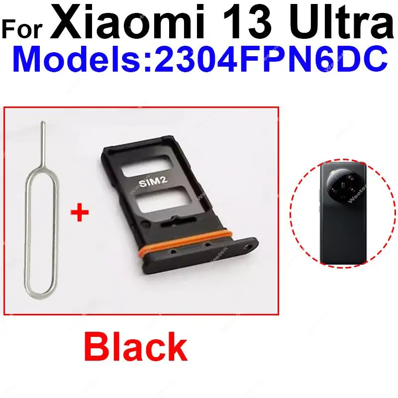 Sim Card Tray For Xiaomi 13 13 Pro 13 Ultra 13 Lite Reader Holder Sim Card Slot Scoket Adapter Replacement Parts