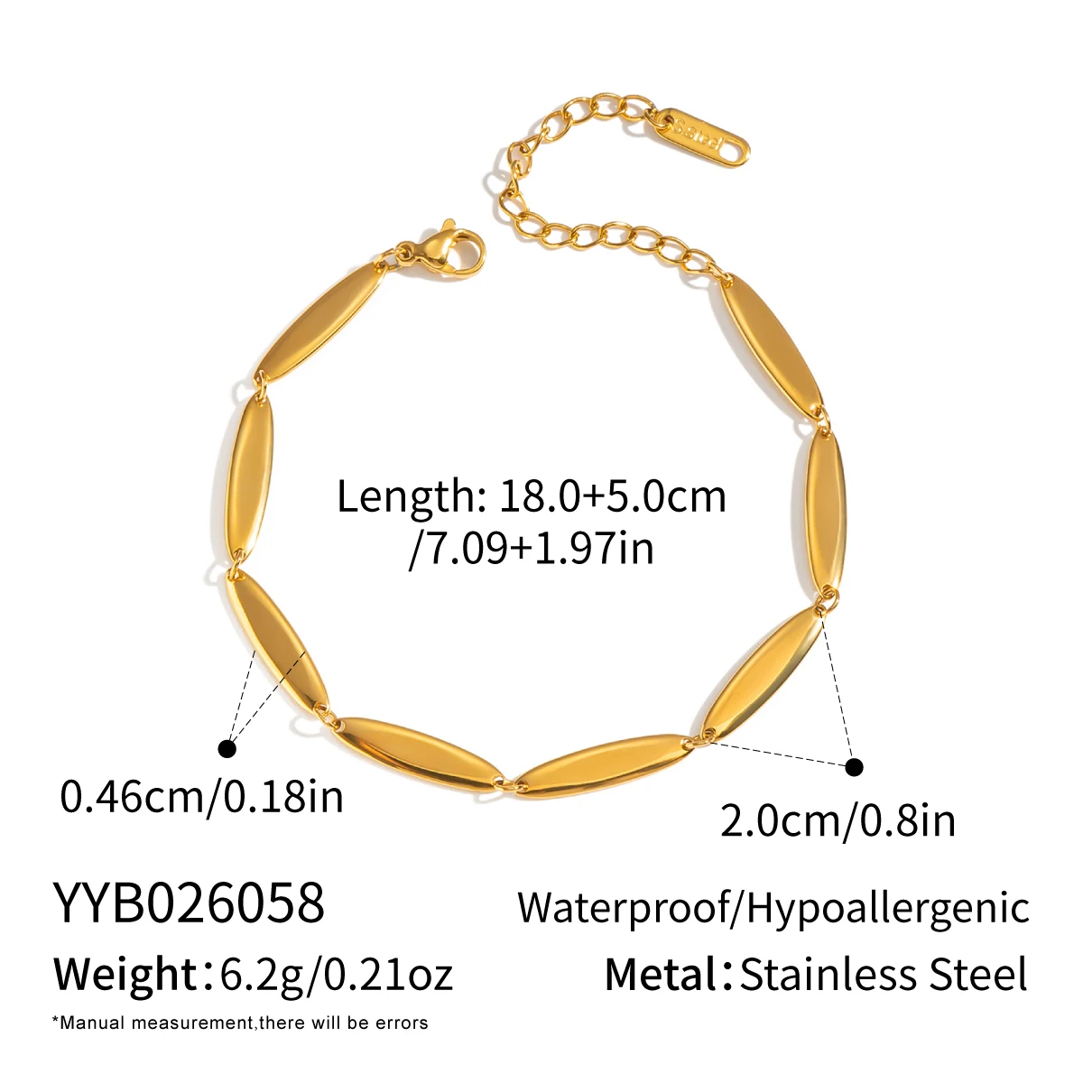 Miia Schmuck Edelstahl Breites Kettenarmband 18K vergoldet Wasserfester Schmuck Accessoires Armband für Damen und Herren – Detail 6