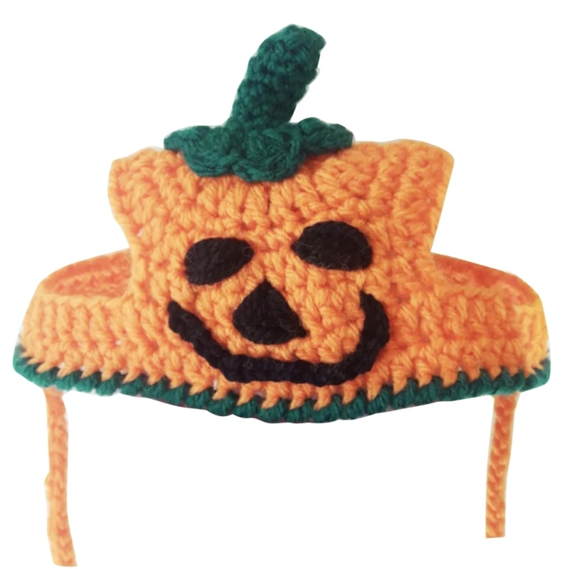 

Pet Dog Halloween Party Pumpkin Hat Lovely Costume Fashion Knit Hat Adjustable Neckstrap Hat Pet Supplies