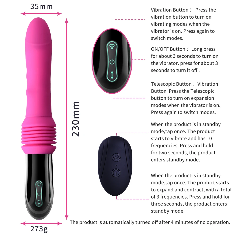 Vibration Pull Plug Remote Control Gun Mastrubation Machine for women's Retractable Vibrator Dildos Penis Sex Toys for Female 18