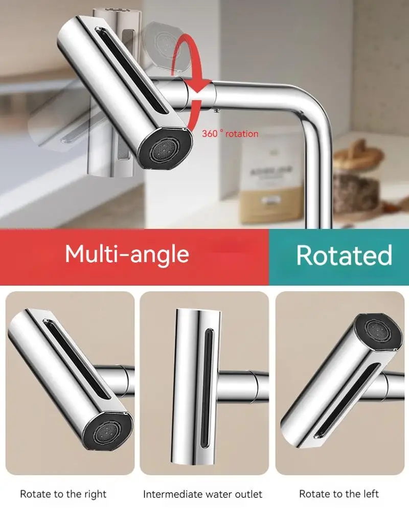 Kitchen shower waterfall splash head Cold and hot dishwashing basin Dishwashing basin sink multi-functional swivel faucet