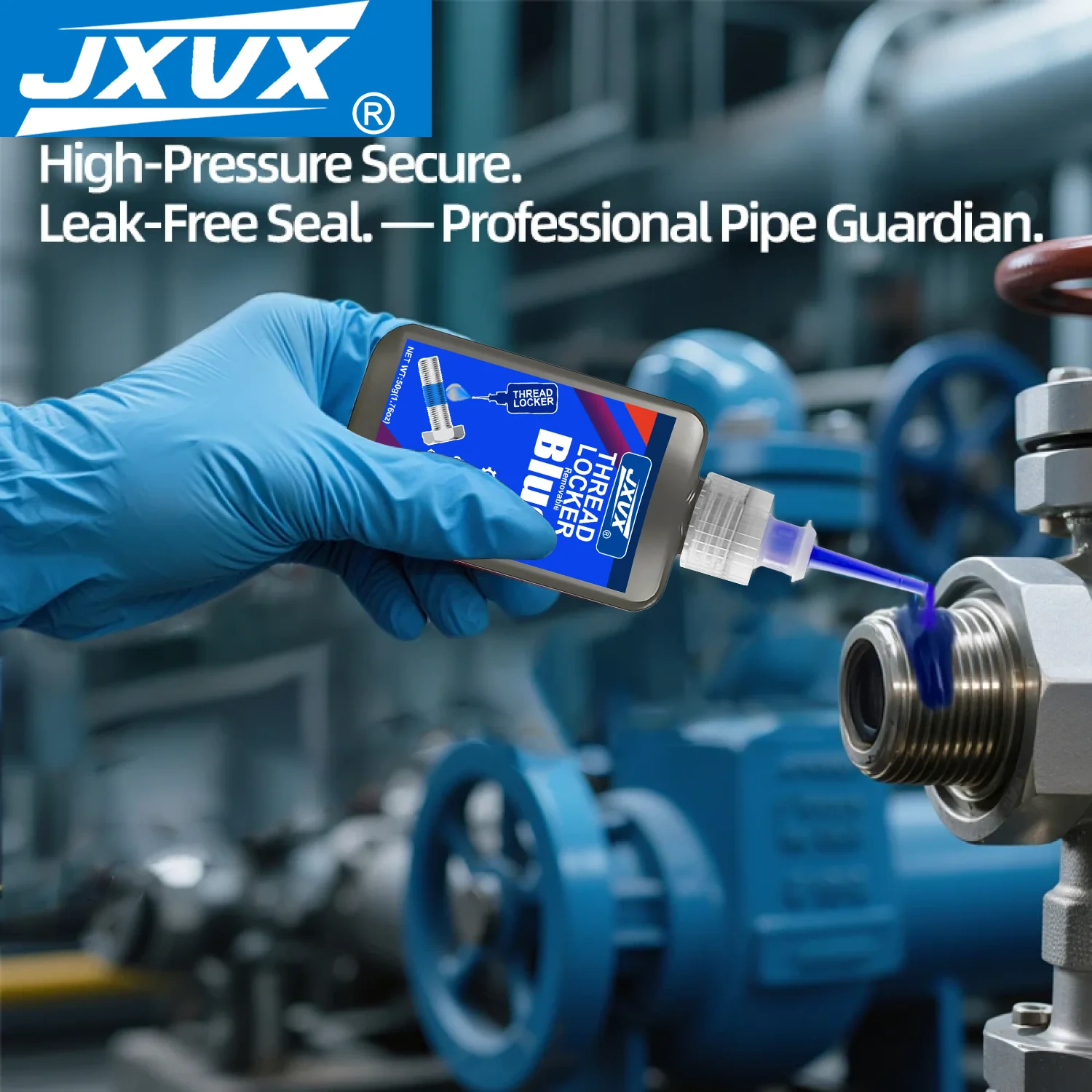 JXVX Medium Strength Threadlocker Blue Anaerobic Adhesive Industrial Thread Sealant Removable Impact-Resistant, Anti-Loosening, Anti-Slip, Rust-Proof,Suitable for Nuts, Bolts, Fasteners, and Metal 1-6pcs.