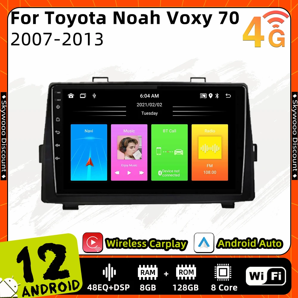 For Toyota Noah Voxy 70 2007-2013 2 Din Android Car Radio Stereo GPS  Carplay Navigation Head Unit Autoradio Multimedia Maps