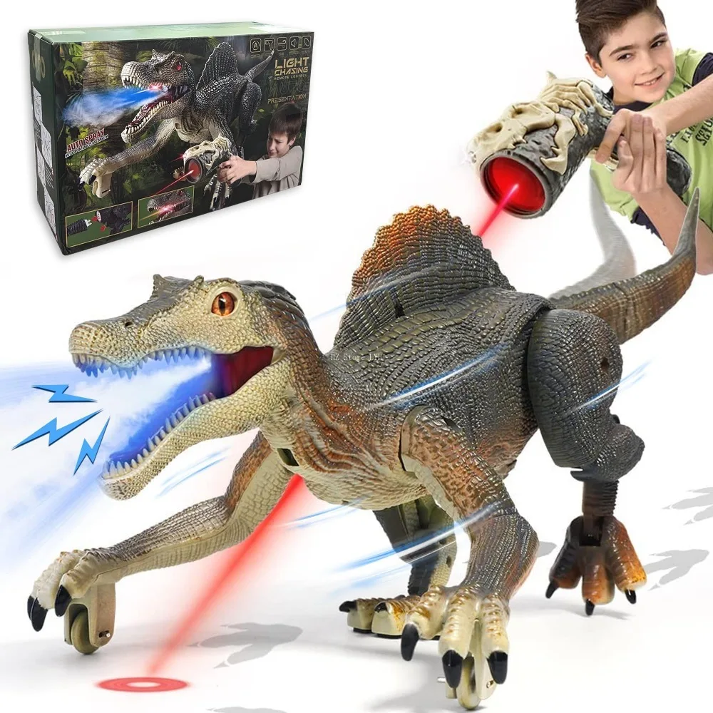 

Electronic Velociraptor Spinosaurus Toy Remote Control Dinosaur Toys Walking Dino with Light & Sound for Birthday Christmas Gift