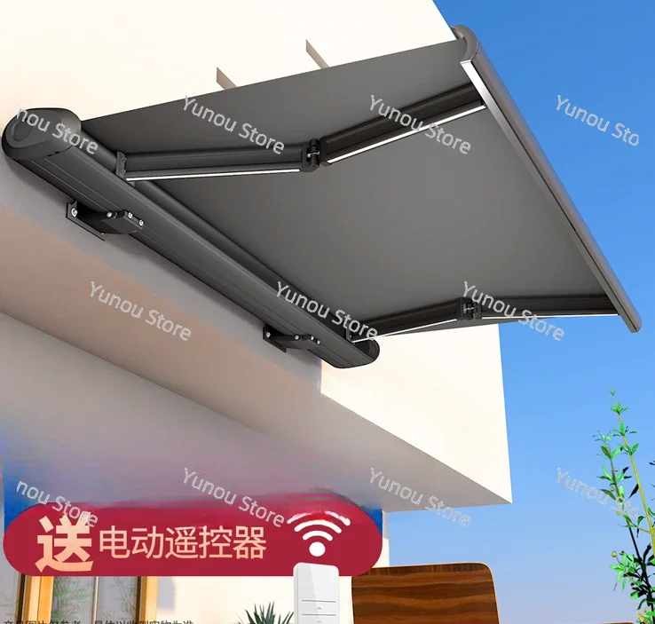 Control Electric Full Box Telescopic Awning Telescopic Awning Outdoor Rainproof Balcony Door Sunscreen Eaves Household