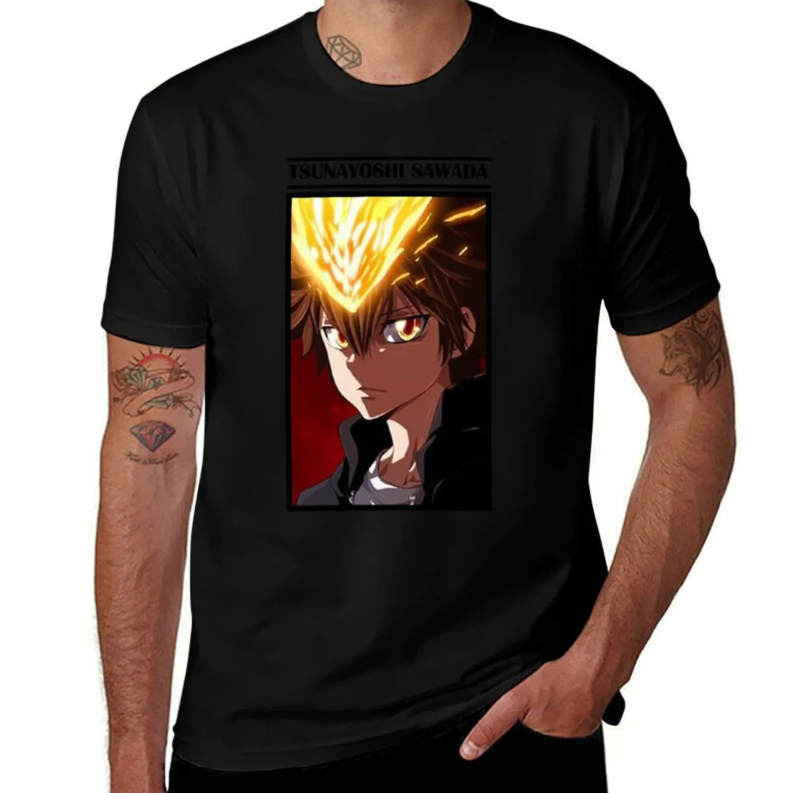 

Tsunayoshu sawada katekyo hitman reborn fan art T-Shirt vintage t shirts customs men workout shirt