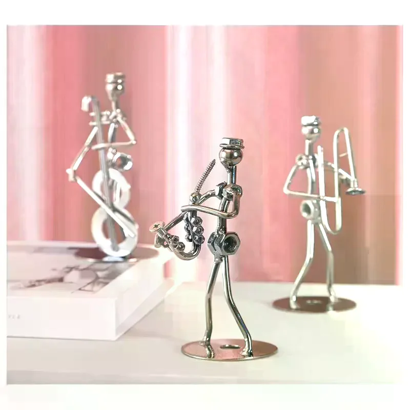 Retro Electroplated Metal Band Ornament Mini Iron Craft Minimalist Music Decor for Living Room Display Small Gift