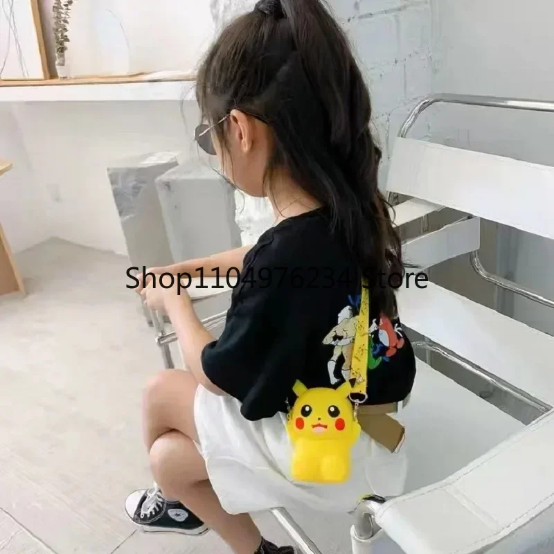 애니메이션 피카추 러블리 패션 가방 공주 작은 스토리지 실리콘 지갑 메신저 만화 피규어 모델 장난감 어린이 선물