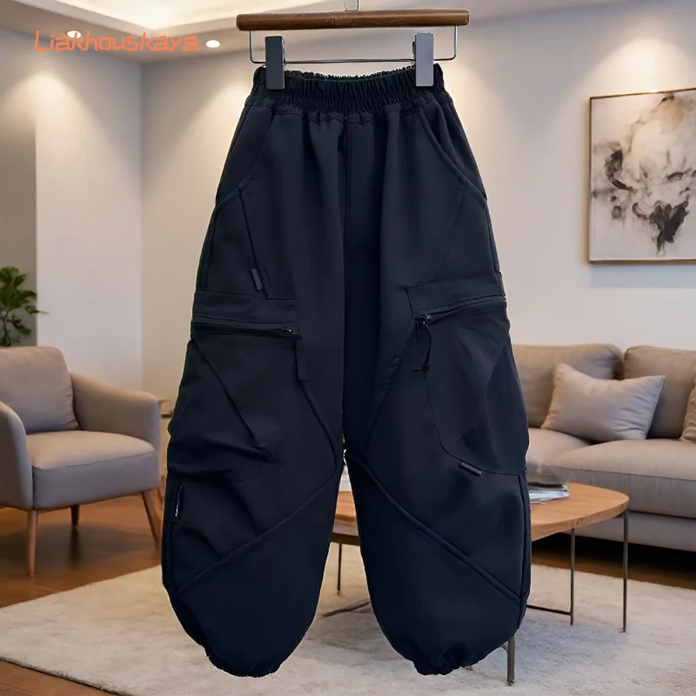 Boys Loose Cargo Pants 2026 Spring Autumn New All Match Long Trousers Multi Pocket Casual Pants Middle Big Kids School Daily Wea