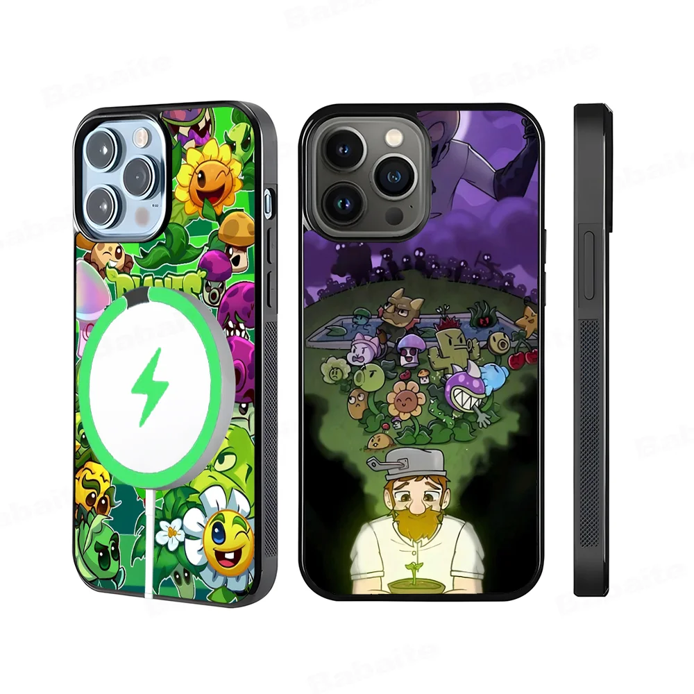 

P-Plants Vs Z-Zombies Phone Case Magesafe Magnetic Wireless Charge Case For iPhone 16 11 12 13 14 15 Pro Max Plus Mini