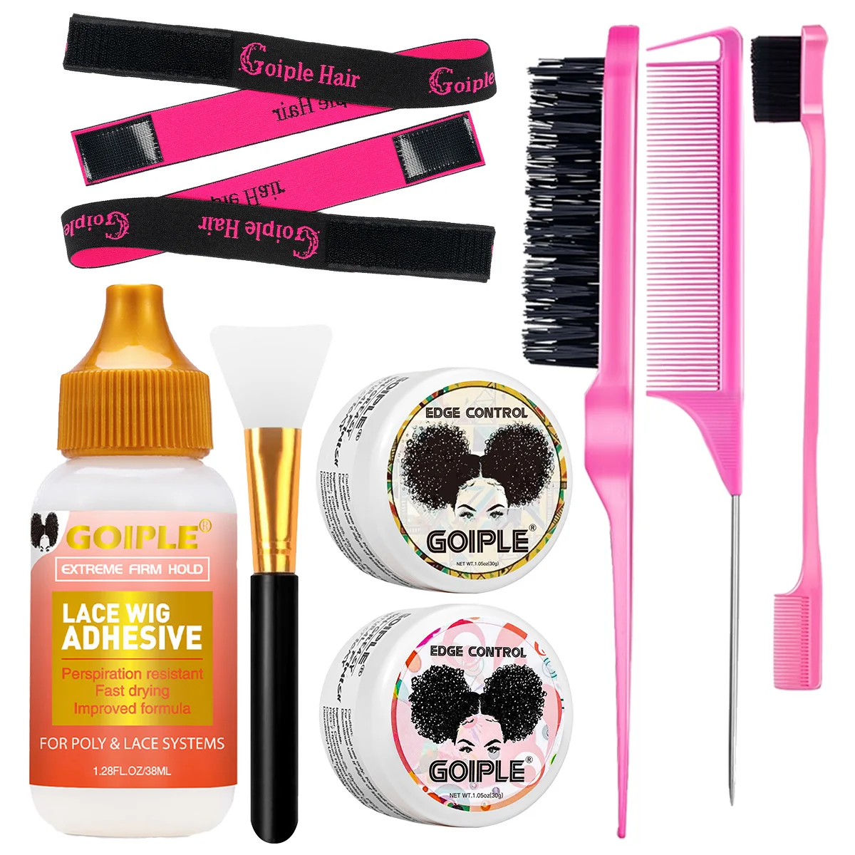 

9-Piece Lace Wig Styling Waterproof Wigs Adhesive Strong Hold Glue Edge Control Gel Synthetic Hair Installation Accessories Kit