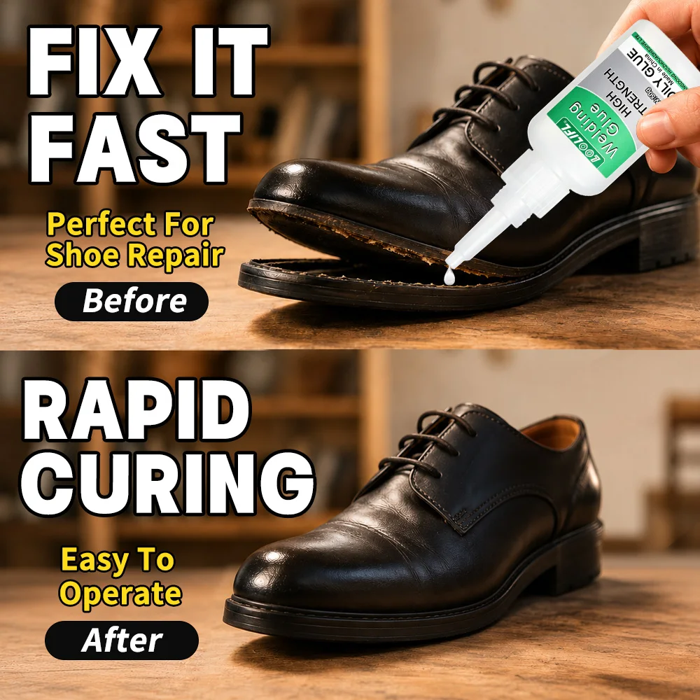 50g LOOLIFL High Strength Oily Welding Glue Quick Bond Flexible Waterproof Shoe Repair Glue for Leather Shoes Rubber Sneaker Boot Sole Daily DIY Mending