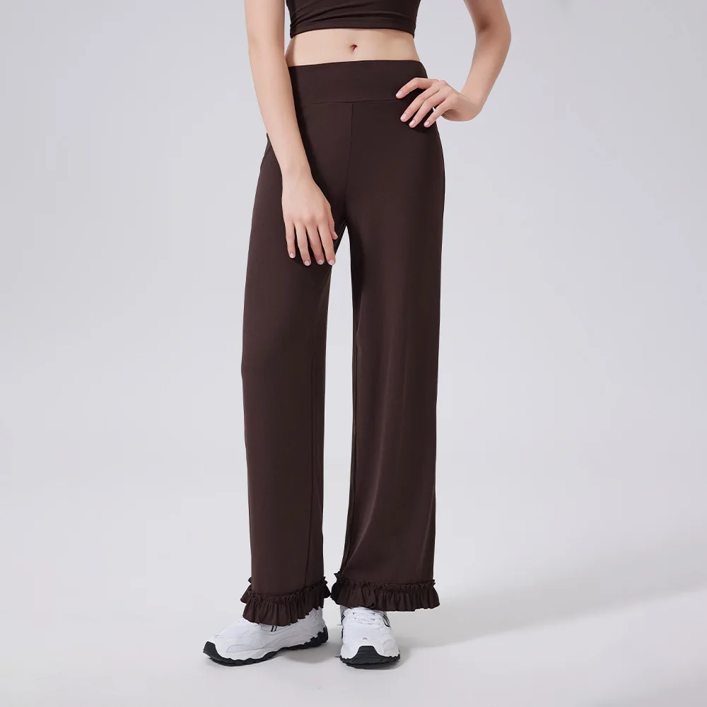 Women's High-Waisted Lace Sports Pants Loose Straight Leg Casual Cloud Feel Slimming Fitness Running Cinched Waist