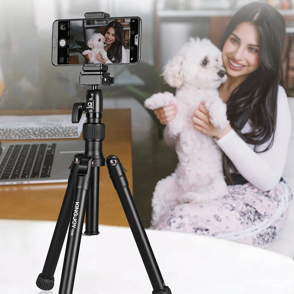 KINGJOY Lightweight Phone Stand Holder Camera Tripod Aluminum Alloy Tripode Mobile iPhone Tripe Selfie Stick for SLR DSLR Travel