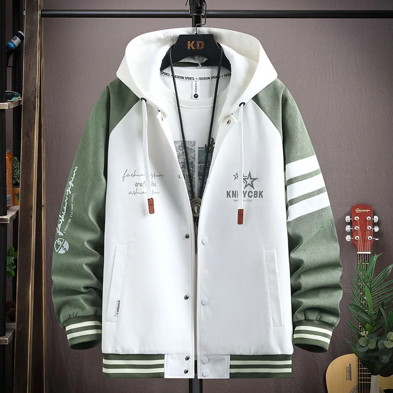 

Spring and Autumn Coat Men's Jacket Men's Jacket Men's baseball Jacket with hat Fashion patchwork jacket top