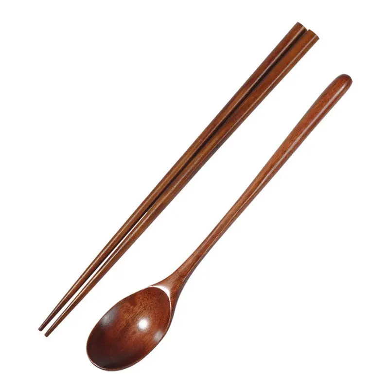 A02M-20X Teak Wooden Spoons And Chopsticks Set, Non-Stick Spoons Soup-Teaspoon For Kitchen Cooking Utensil Tools
