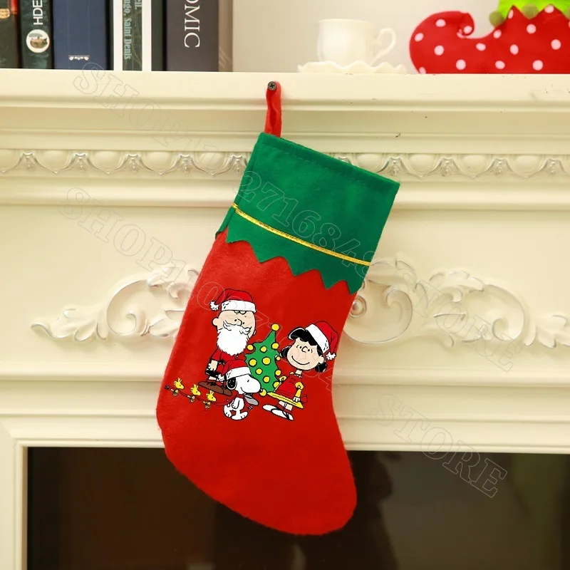 Snoopy Calze natalizie Regali Borse Cartoon Anime Stampa grafica Capodanno Cena Festa Decorazioni per la casa Decorazioni per l'albero di Natale Regalo