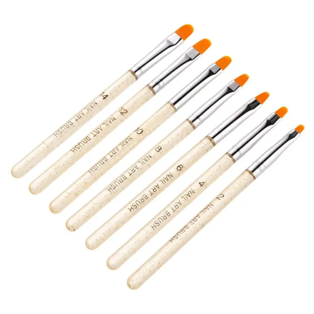 7pcs Manicure UV Gel Brushes Set Durable Bristles Nail Art Nail Painting Brush DIY Poly Extension Gel Brush Nail Supplies