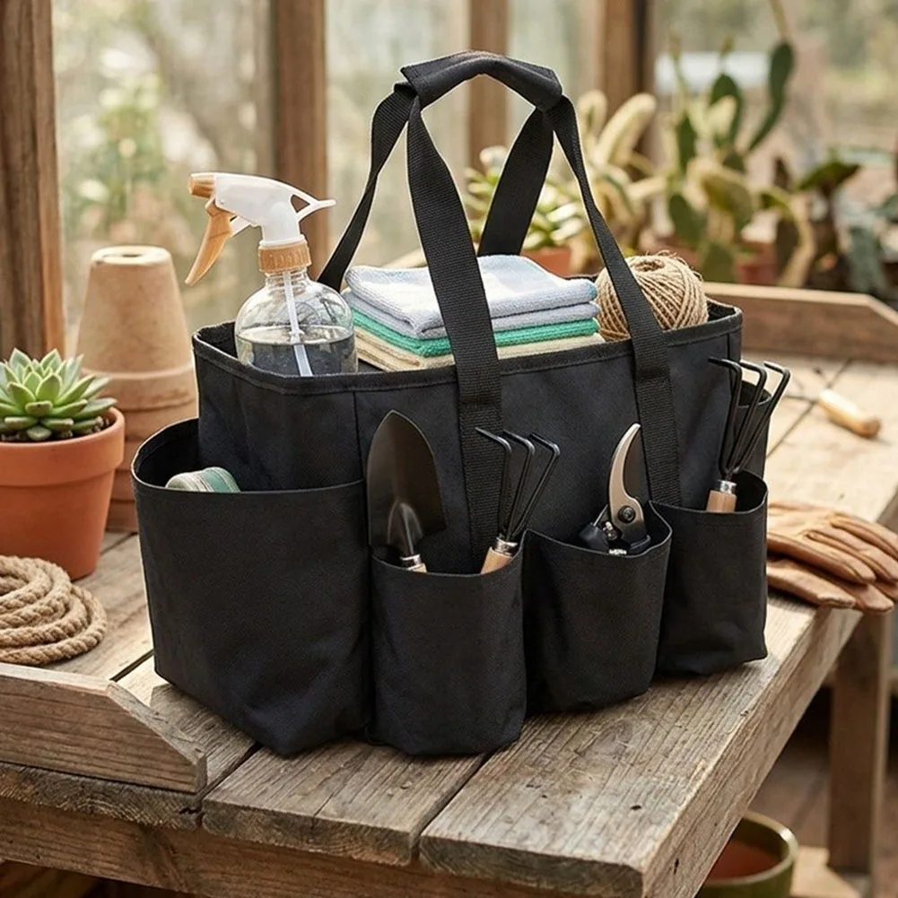 Cleaning Tool Portable Cleaning Tote Gardening Tool Caddy 7 Pockets Design Clutter-Free Organization Professional Cleaning Needs