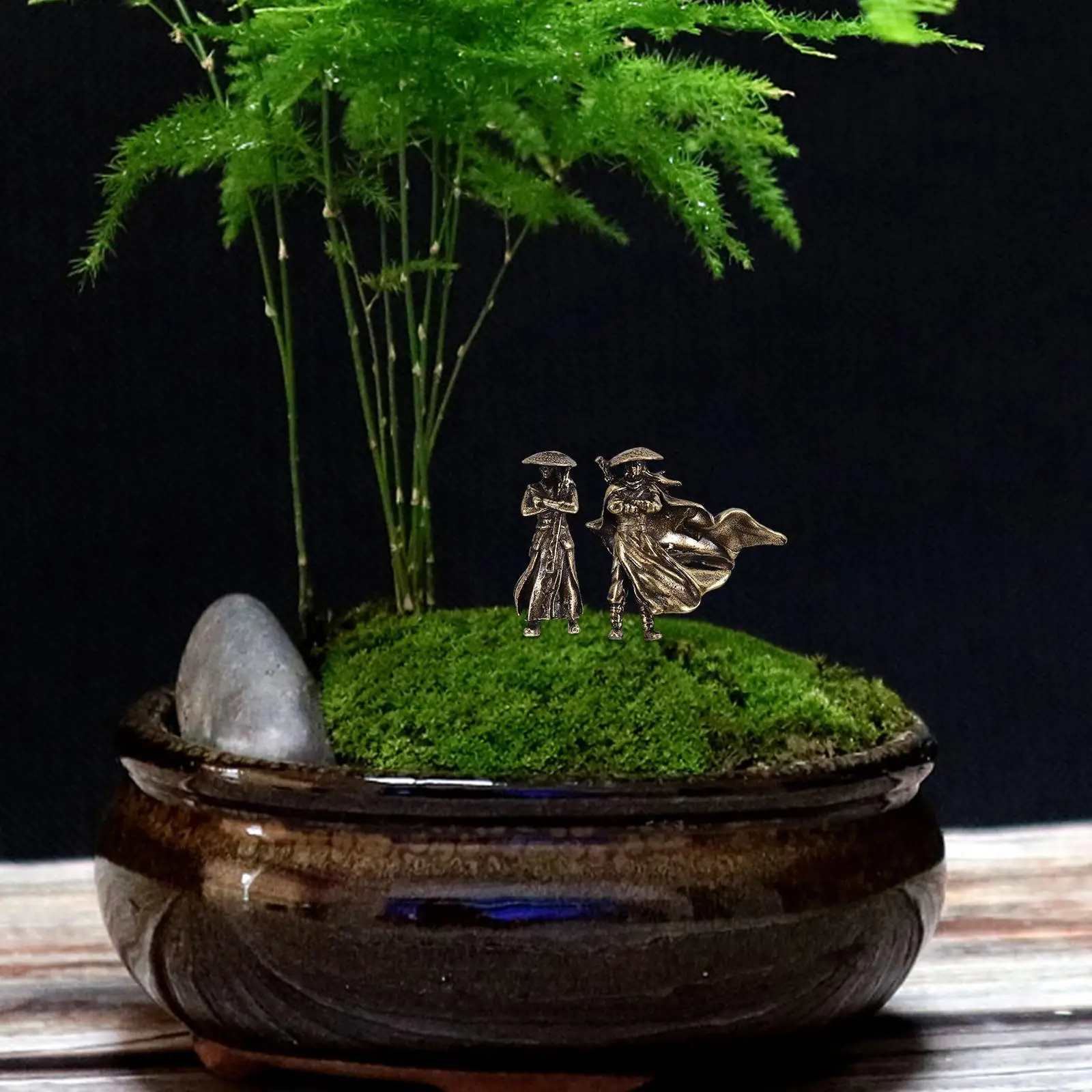 2Pcs Miniature People Figurines Alloy Cultural Mini Room Decor Desktop Ornaments Garden Landscape Decorations Kung Fu Characters