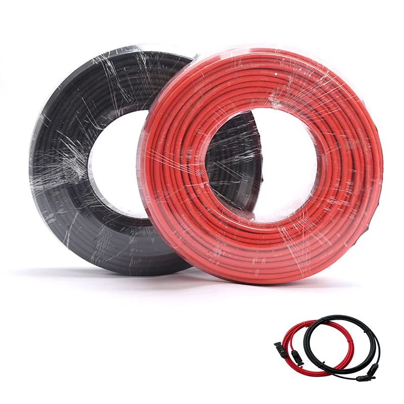 1-10M Solar Panel Extension Cable 16 10 6 4 2.5 1.5 mm² 6/8/10/12/14/15/16AWG Black and Red with Solar PV Wire Connector