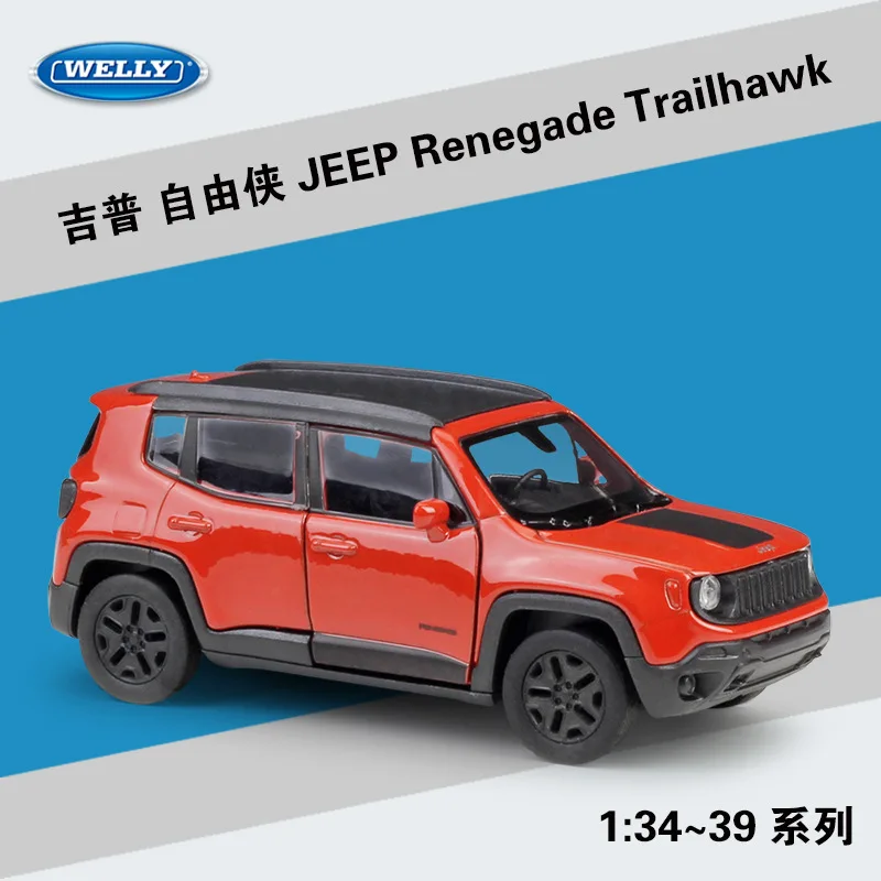 

Модель автомобиля WELLY 1:36 JEEP Renegade Trailhawk, модель литая из металлического сплава, имитация игрушек, модель джипа, хобби, собирать украшения