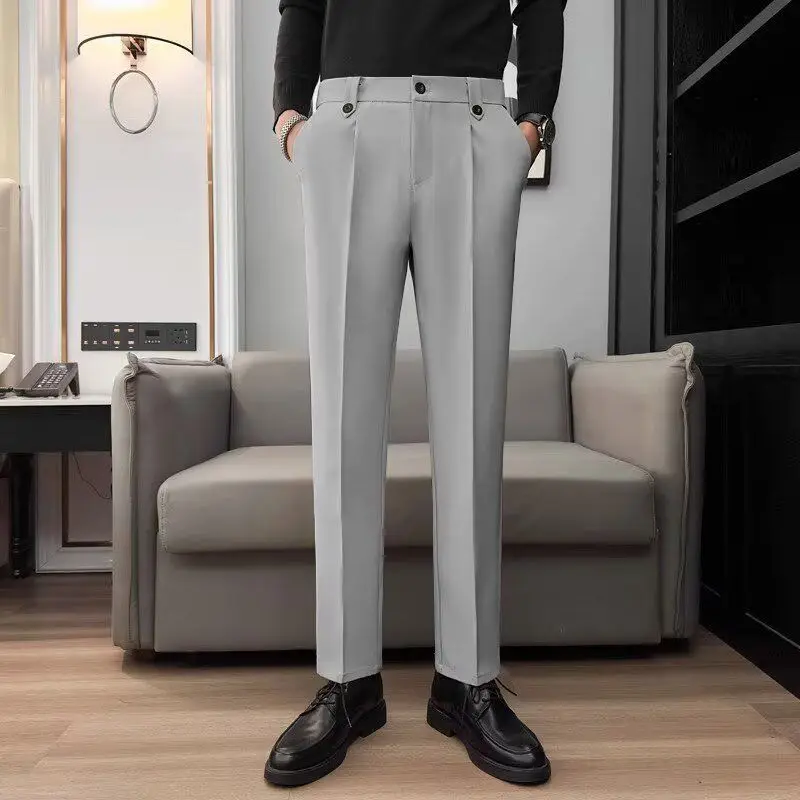 New Casual Business Trousers Trendy Slim Men's Korean Version Nine Points Pants