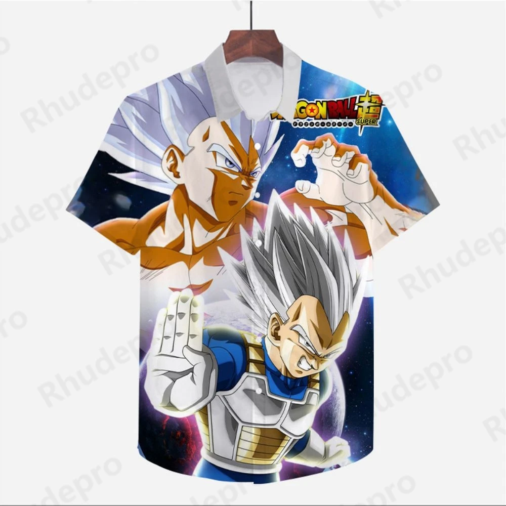 Streetwear Mens Clothes Dragon Ball Z Anime Shirt Cool Beach Style Oversized Super Saiya Fashion 2024 Short Sleeve Harajuku Y2k